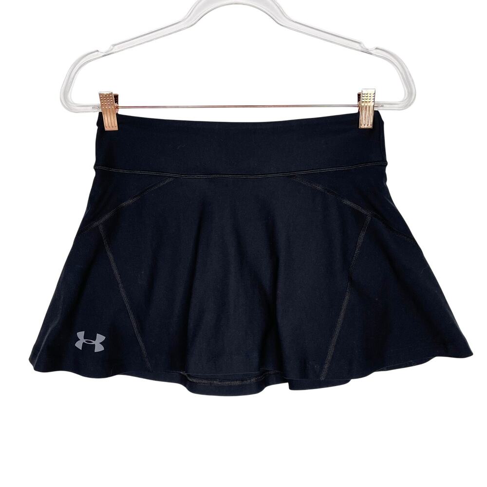 Under Armour Womens Small Black Mini Flounce Skort Athletic Liner Shorts Active